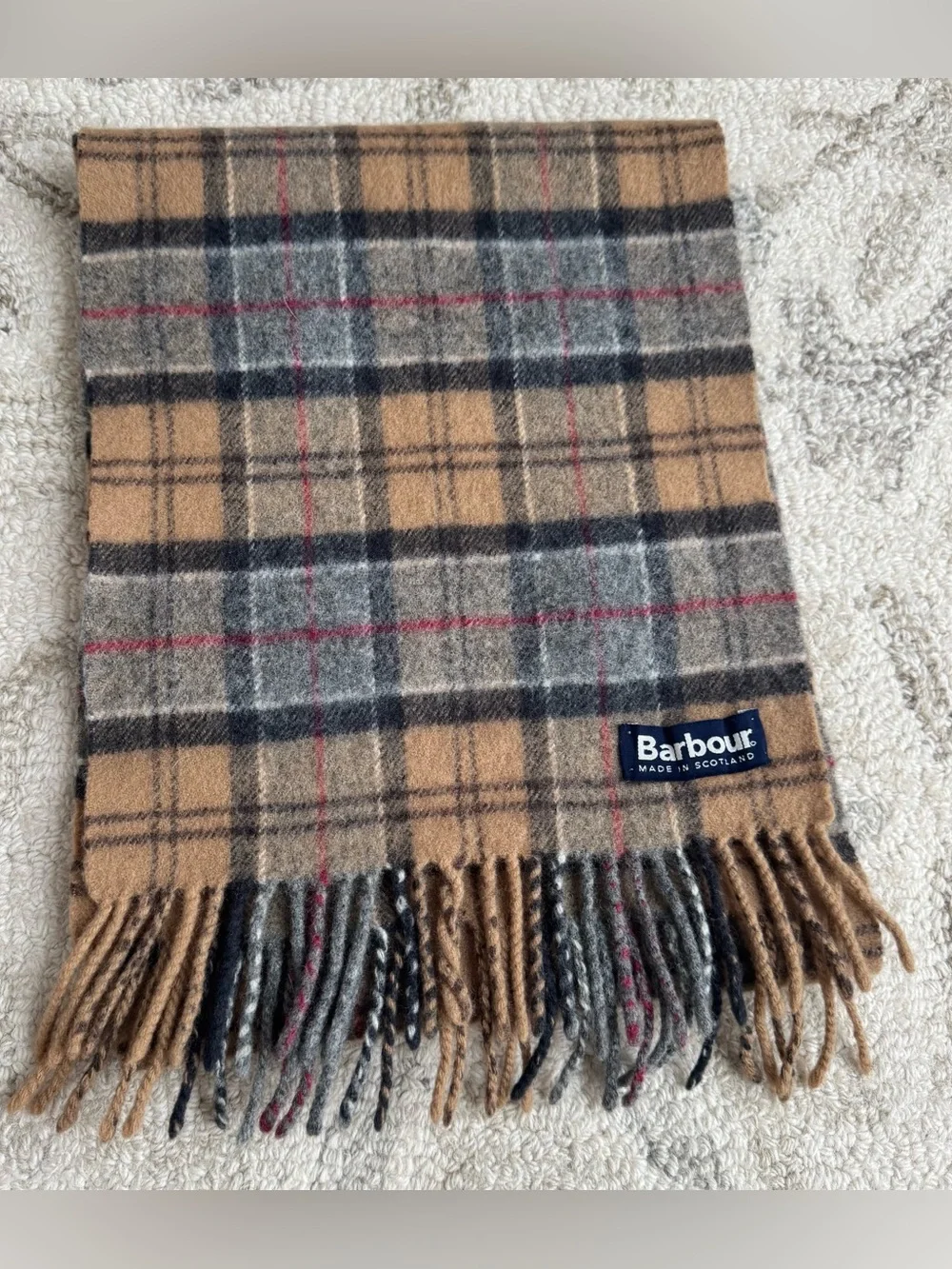 Men’s Barbour 100% Wool Tartan plaid Scarf From Scotland